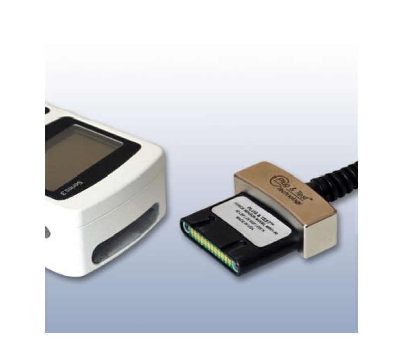 La exclusiva tecnología Plug &amp; Test® permite utilizar sensores intercambiables con un indicador Mark-10. Todos los datos de calibrado y configuración se guardan en el conector inteligente. Los sensores se venden por separado.