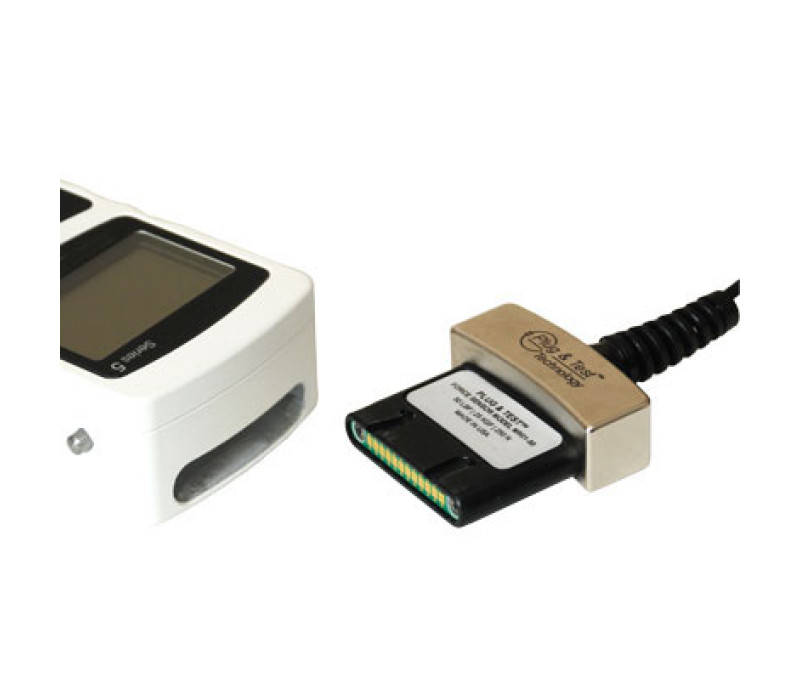 La exclusiva tecnología Plug &amp; Test® permite utilizar sensores intercambiables con un indicador Mark-10. Todos los datos de calibrado y configuración se guardan en el conector inteligente. Los sensores se venden por separado.