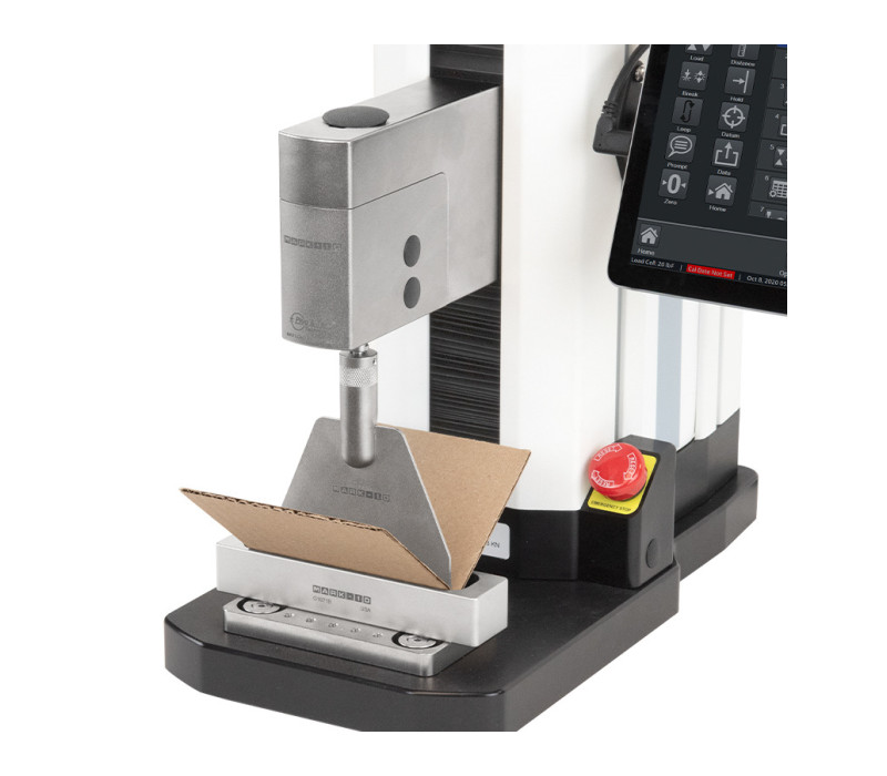 F305 Banco de pruebas avanzado configurado para pruebas de doblado con puntaje con un accesorio de doblado con puntaje G1071