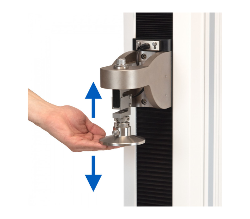 Con la innovadora función FollowMe® de Mark-10, el usuario puede empujar y tirar del sensor de fuerza para mover la cruceta con la mano. Suficientemente sensible para un posicionamiento rápido, así como para ajustes finos.