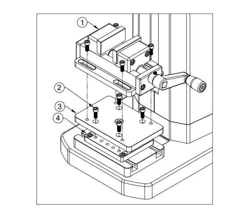 G1106 se distribuye con una placa adaptadora que se ajusta directamente a las placas base Mark-10.