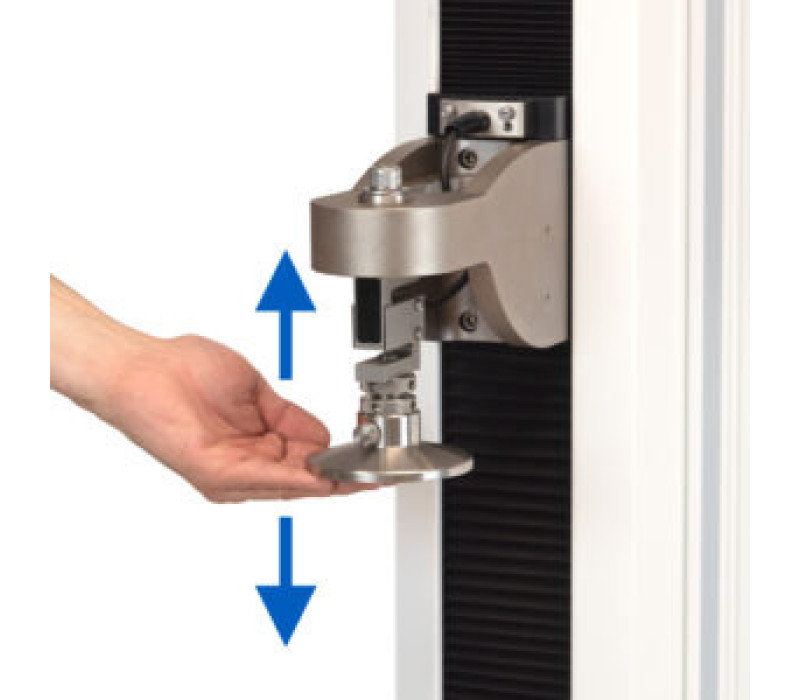 Con la innovadora función FollowMe® de Mark-10, el usuario puede empujar y tirar del sensor de fuerza para mover la cruceta con la mano. Suficientemente sensible para un posicionamiento rápido, así como para ajustes finos.