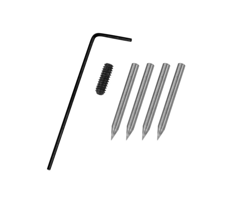 El Kit de Reemplazo de Agujas G1014A incluye 4 agujas, tornillo de fijación y llave hexagonal.
