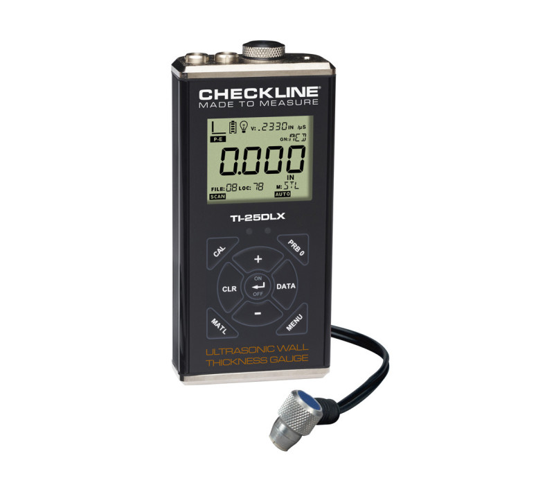 TI-25DLX: Medidor de espesor de pared avanzado con registrador de datos integrado para almacenamiento de mediciones.