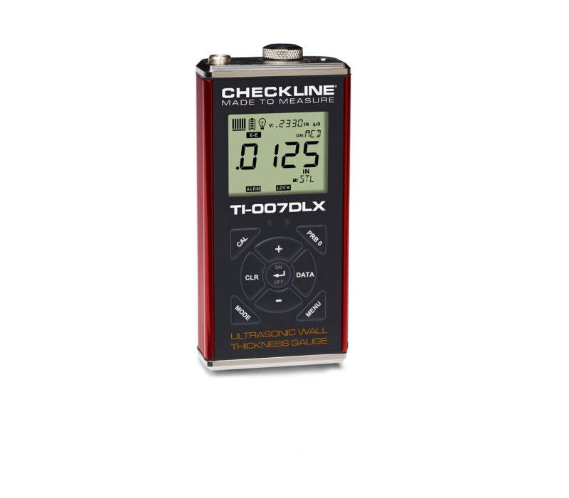 El medidor de espesor ultrasónico de precisión TI-007X combina un cuerpo de aluminio robusto con una gran pantalla LCD y una estructura de menús intuitiva