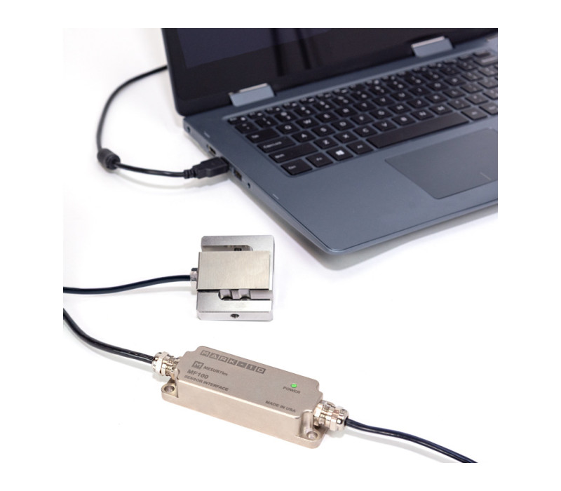 MF100 conectado a un sensor y a un ordenador portátil