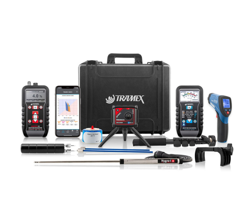 Kit inspector de restauración de daños por agua (WDIK): incluye los medidores CME5 y ME5 con mango de extensión, además de DL-RHTX, HH14TP30B, RHP-SNW-B, HH14SP200B e IRT2