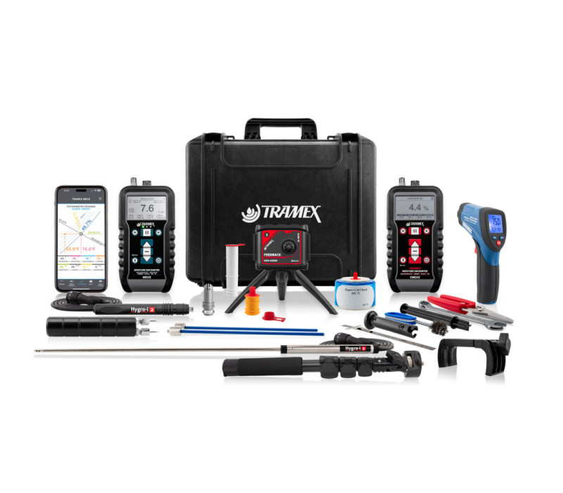 Kit maestro de restauración de daños por agua X (WDMK-X): incluye los medidores CME5 y MEX5 con mango de extensión, además de DL-RHTX, HH14TP30B, HH14SP200B, RHP-NW-B, HIPP, RHIE2B, RHHLsR, HI-ACC e IRT2